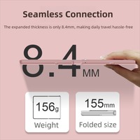 Clavier sans fil portable ultra-fin pliable avec interrupteurs à ciseaux, miroir HD intégré, compatible multi-appareils pour Android et iOS