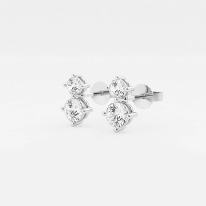 ต่างหูแฟชั่นเพชรทรงกลม 1 กะรัต ดีไซน์หรูหรา ประดับเพชรสองเม็ด ระยิบระยับสวยงาม สร้างสรรค์ด้วยวิธีที่เป็นธรรม สำหรับผู้หญิง - Product Image 4