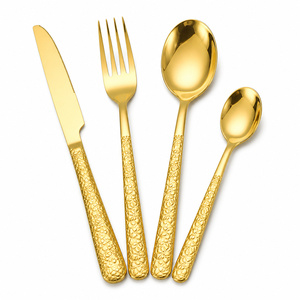 Smooth Polished Eco-Friendly Reusable Stainless Steel <b>Flatware</b> <b>Set</b> 4-Piece Retro Home Party Catering Use - Product Image 1