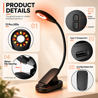Rouge ambre double sur Smart led veilleuse charge lampe de lecture lampe de chevet interrupteur contrôle livre lampe