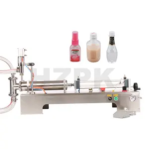 HZPK semi-automatic water milk wine juce beverage liquid bottle piston packing and filling machine