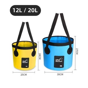 Seau pliable en PVC imperméable portable pour le <span class=keywords><strong>camping</strong></span> en plein air, la pêche, la randonnée, le lavage - Product Image 3