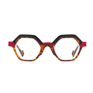 2024 marcos personalizados de polígono de moda anteojos Mujeres Hombres Nuevo Modelo Premium gafas de acetato cuadradas