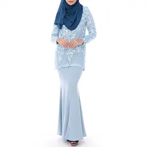 Yeni Tasarım Moda Kurung Uzun Gömlek Müslüman Kadınlar Malezya Gamis Kembang Payung Baju