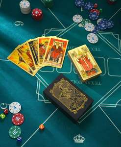 Venta al por mayor, recién llegados, cartas de adivinación de <span class=keywords><strong>Tarot</strong></span> de lámina dorada en inglés para principiantes con guía de papel en <span class=keywords><strong>2</strong></span> idiomas - Product Image 2