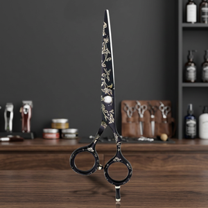 Ciseaux de barbier élégants sur mesure avec manche en céramique, lames en acier inoxydable, ciseaux à effiler pour droitiers, 26 dents - Product Image 3