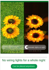 โคมไฟพลังงานแสงอาทิตย์รูปดอกทานตะวันกันน้ำสำหรับตกแต่งสวนกลางแจ้งโคมไฟสวนสีขาวสำหรับสนามหญ้าสนามหญ้า - Product Image 4