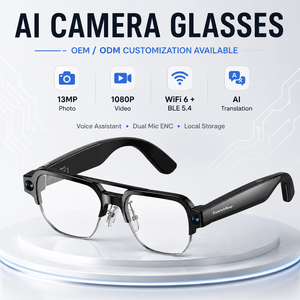 Lunettes Intelligentes IA Personnalisées en Usine avec Caméra 13MP, Enregistrement 4K, WiFi 6, Audio, Stockage 8 Go, Traduction IA et Assistant Vocal - Product Image 1