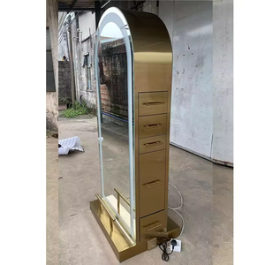 Miroir de Coiffure Double Face Rond Doré de Luxe Unique pour Salon de Coiffure, Miroir Cosmétique pour <span class=keywords><strong>Coiffeuse</strong></span> - Product Image 6