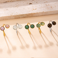 Lot de bagues en acier inoxydable imperméable et inaltérable avec pierres naturelles, collection classique de bijoux en pierres précieuses pour occasions festives – Nouveauté en gros