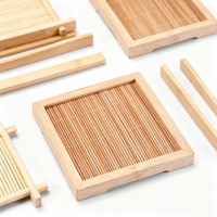 Sous-verre carré en bambou naturel, résistant à la chaleur, tapis pour tasse à thé, dessous de pot en bambou tissé à la main pour la décoration de la cuisine et de la table à manger