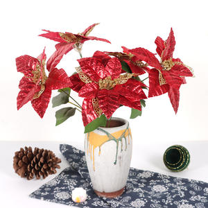 Directo <span class=keywords><strong>de</strong></span> fábrica, nueva decoración del hogar, Poinsettia, <span class=keywords><strong>flor</strong></span> <span class=keywords><strong>artificial</strong></span> <span class=keywords><strong>de</strong></span> Navidad para <span class=keywords><strong>Amazon</strong></span>, decoraciones navideñas - Product Image 4