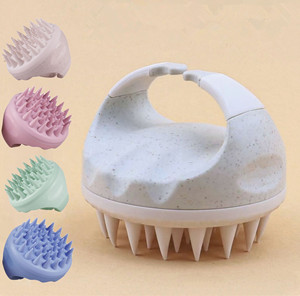 Cepillo Masajeador para Cuero Cabelludo, Cepillo Exfoliante para Cuero Cabelludo, Cepillo de Paja de Trigo Biodegradable, Cepillo de Silicona para Champú, Masajeador para el Crecimiento del Cabello - Product Image 1