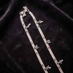 Tobilleras de Plata de Ley 925 con Diseño de Cadena Intrincado, Dijes Coloridos y Joyería Tradicional Elegante para Mujeres y Niñas - Product Image 3