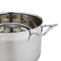 Lot de 8 casseroles en acier inoxydable 304 avec grandes poignées et couvercle en verre compatible avec l'induction.