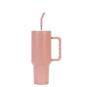 Gobelet isotherme double paroi en acier inoxydable avec poignée et paille, personnalisable avec logo, pour l'extérieur, écologique, pour voiture, vente en gros - Product Image 2