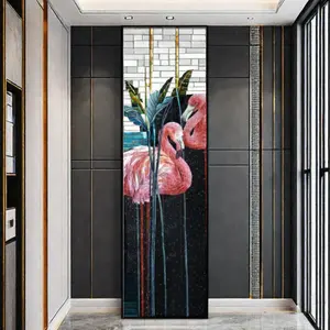 Пользовательские 100x300 см Фламинго стеклянная мозаика Современная квадратная Настенная роспись для интерьера вилл графическое дизайнерское решение