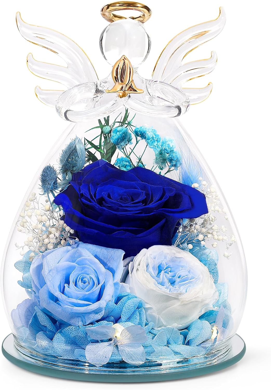 Azul oscuro-rosa-austin-bebé aliento-hortensia