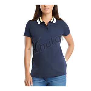 Chemise de sport HULAR INTL pour femme, manches courtes, bleue, décontractée, légère, tissu 120g, séchage rapide, coupe ajustée, pour le golf - Product Image 1