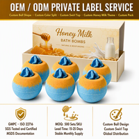Ensemble de bombes de bain personnalisées au lait de miel naturel fait main, 6 pièces, 120g, Orange, Bleu, Couronne de cristal, Botanique, Hydratant, OEM, Marque privée