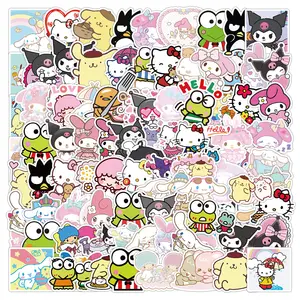 100件卡哇伊日本卡通人物涂鸦贴纸儿童书瓶装饰乙烯基kuromi小猫贴纸