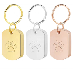Colgante de acero inoxidable impermeable con huella de pata para cenizas, joyería de cremación, urna de recuerdo para mascotas, llavero. - Product Image 2