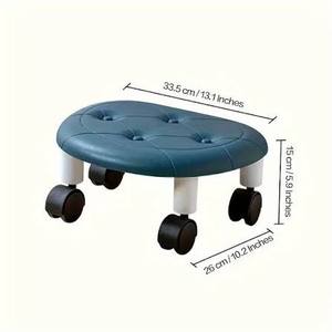 HALO Portable Low Rolling <b>Stool</b> with Soft Padded Seat 360 Degree Casters Compact Mobile Chair for Home Salon <b>Office</b> OEM ODM - Product Image 2
