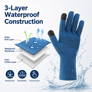 Gants en silicone imperméables et résistants au froid, antidérapants, résistants à l'usure, design épais, adaptés au cyclisme, à la pêche et à l'utilisation en chaîne du froid - Product Image 3