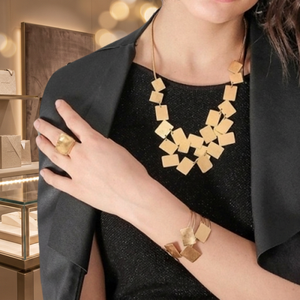 SOUMYA CREATIONS Trendy Gold-Plated Handmade Brass Women's <b>Statement</b> <b>Necklace</b> Geometric Shape Pattern 20gm for Everyday Wear - Product Image 2