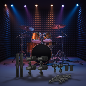 Kit de micrófonos de batería con cable de 5 núcleos y 7 piezas con conectores XLR para tambores, címbalos y batería, equipo de audio profesional - Product Image 2