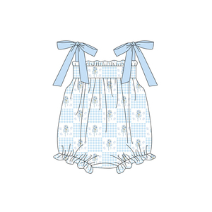 ชุดรอมเปอร์เด็กผู้หญิง SR4121 ลายดอกไม้สีฟ้า ลายทาง ขายส่ง ชุดจั๊มสูทแขนกุดสำหรับเด็ก - Product Image 6
