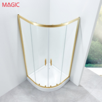 Porte coulissante de douche en verre trempé de conception européenne pour salle de bain, avec cadre en aluminium intégré, pour séparation sèche et humide