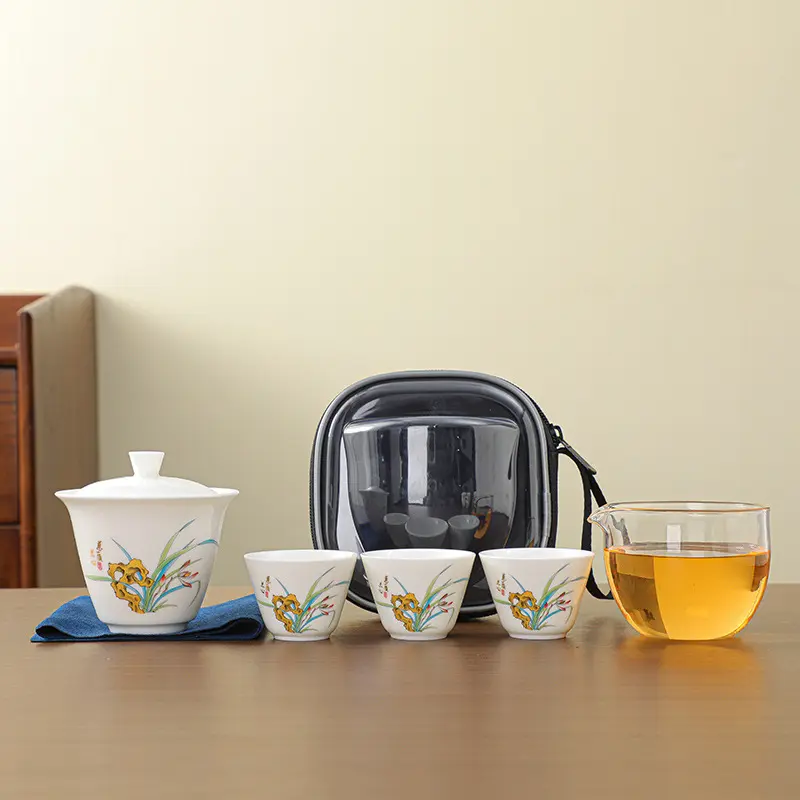 Ensembles de tasses à thé faites à la main en porcelaine blanche de haute qualité fabriqués en Chine avec boîte-cadeau