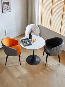 Hot bán hiện đại ánh sáng sang trọng đá Slate bề mặt màu trắng nhỏ Bàn tròn phù hợp với Ba ghế cà phê bên Bảng Giải trí đồ nội thất - Product Image 4