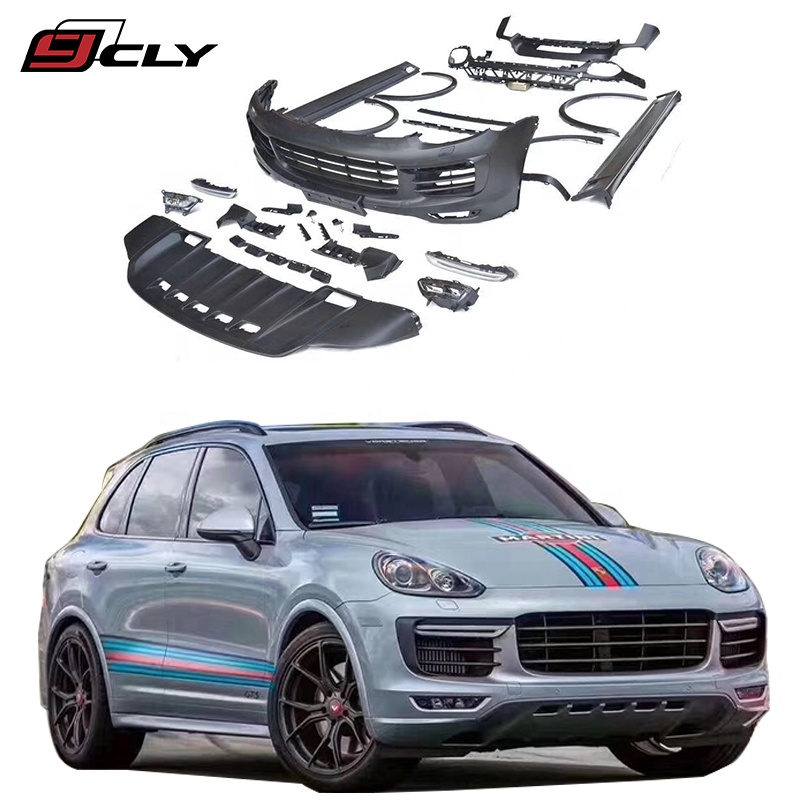 Автомобильный бампер CLY для Por sche 2015-2018 cayenne 958,2, комплекты модернизированных турбо кузовов с передним бампером, задним бампером для Cayenne
