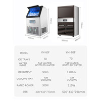 Mini fabricante de hielo cuadrado de cubo de mesa de gran capacidad comercial reutilizable con compresor Emerson 220V