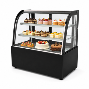 Vitrina Refrigerada Curva para Pasteles, Exhibidor Comercial de Postres con Vidrio Templado, Enfriador de Repostería 220V 2-8 ℃ - Product Image 1