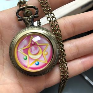 Antik eski kolye kuvars saat kolye Sailor Moon <span class=keywords><strong>Anime</strong></span> zincirli cep saati Cosplay hediye için - Product Image 5