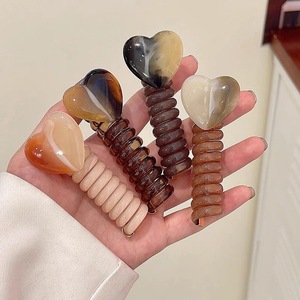 2025 nuevo lazo de alambre de teléfono en forma de corazón trenza de burbuja de alta elasticidad banda de pelo de cuerda no dañina para mujeres - Product Image 4