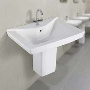 Lavabo rond en granit avec support en pierre, évier demi-pied écologique pour salle de bain, idéal pour hôpitaux et centres commerciaux - Product Image 5