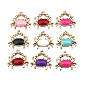 <b>Crab</b> Charm Pendant Zinc Alloy Bezel Setting Animal Shape Unisex Jewelry Accessory DIY Bracelet Keychain Phone Charm - Product Image 1