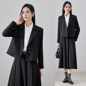 Women's Suit Set Long Skirt Elegant Anti-Wrinkle Wool Blend Formal Wear For Work Commute - Product Image 2