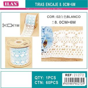 Strisce di pizzo Ilan 8,0 cm x 6 m bianche per artigianato e decorazioni - Product Image 3