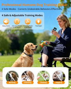 ปลอกคอฝึกสุนัขแบบรีโมทพร้อมตัวหยุดเสียงเห่า, เครื่องฝึกสัตว์เลี้ยงไฟฟ้าแบบชาร์จได้และกันน้ำ, สายรัดปรับได้พร้อมเสียงบี๊บและระบบสั่น - Product Image 2