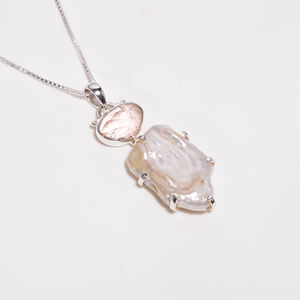 Rose naturelle coupe mousse kyanite baroque perle pierre précieuse 925 chaîne en argent sterling pendentif collier filles mode bijoux exportateur - Product Image 3