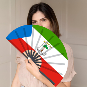 Abanicos Plegables de Bambú con la Bandera de Guinea Ecuatorial al por Mayor, Abanico de Mano para Carnaval, Boda, Festival, Fiesta, Agencia de Viajes - Product Image 5