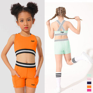 Set di abbigliamento per bambini con Logo personalizzato in alta elastan, <span class=keywords><strong>vestiti</strong></span> da palestra da ragazza <span class=keywords><strong>aderenti</strong></span> e veloci, per allenamento sportivo da Tennis - Product Image 1