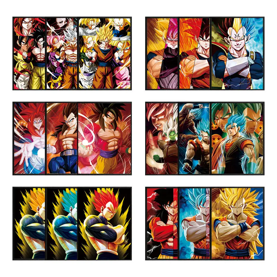 Laris Poster Anime Gradien 3D One Piece Seven Dragon Ball Demon Slayer Art Dekorasi Poster Anime Stereo 3D