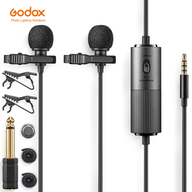 Godox LMD-40C Lavalier Microphone Clip-on Condenser Mic Wired 3.5mm Mic for Smartphone Computer Vlog DSLR Camcorder Audio