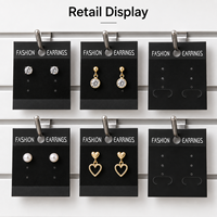 Carte de présentation rectangulaire en PVC pour bijoux, boucles d'oreilles et colliers, avec logo personnalisé, en tissu velours noir, pour boucles d'oreilles tendance avec crochet de suspension.